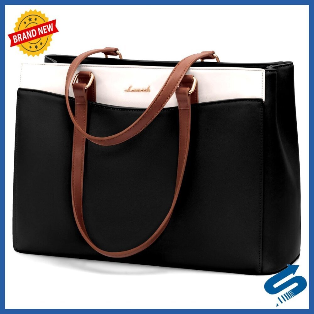 Leather Laptop Tote Bag Professional Waterproof Office Work Purse Briefcase
